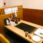 Monjayaki Okonomiyaki Shichifuku - 今回は４人掛けの掘りごたつ席を６人で２つ使わせてもらいまいした。