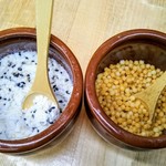 朝呑み 楽酒 - ぶぶづけ用のお塩とアラレ