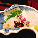 鳥田中 - 松浦産のマコガレイと墨烏賊の刺身