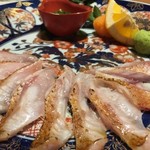 対馬のどぐろとイカ活き造り 博多 魚蔵 - ★のど黒炙り薄造り¥2890