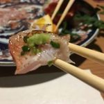 対馬のどぐろとイカ活き造り 博多 魚蔵 - ★のど黒炙り薄造り¥2890