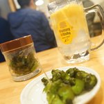 札幌ザンギ本舗 - つまみとメガ極旨レモサワ(= ´∀´)ﾉ凵゛