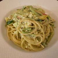 ヴィア トスカネッラ - 鶏ひき肉と色々野菜のバジルクリームソース（上から）（2019.3）