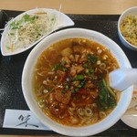 味道 - 椎茸と鶏肉の刀削麺＆高菜チャーハン^850(19-04)