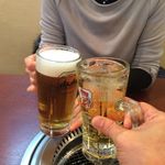 紅梅園 - H.31.2.16.夜 ブラックニッカハイボール 400円税別 vs アサヒスーパードライ生ビール(中) 500円税別 de 乾杯♪