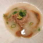 そばの実 一閑人 - 牛すじの蕎麦湯炊きに柚子醤油を少し