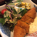 MAMAGOTOYA - ★★★☆ 選べるランチ メインの白身魚フライ。かぼちゃのサラダが美味しかった！
