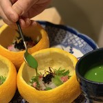 西麻布けんしろう - 夏蜜柑釜の牛肉素麺