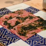 西麻布けんしろう - 松坂牛ザブトンのあおさ海苔ソース