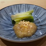 鮨 尚充 - 庄内葱（山形）、酢味噌で・・