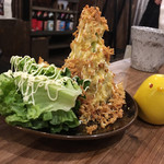 ラッキー酒場 - 安納芋ポテサラ ¥180 安納芋使ってるの珍しい。オニオンフライ？美味しいし食感変化あって面白い。