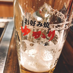 お好み焼 ゆかり - ◆生ビール(中) 550円
エンジェルリング綺麗^_^