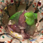 徳うち山 - ・蛍烏賊、そら豆、アスパラガス、お酢のジュレで 春を感じる先付。お酢のジュレは初めてかも。 酸味がほどよく効いているので、さっぱりとしていて好み。