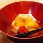 荒木町たつや - 水菓子：イチゴ、金柑、福岡マスカルポーネ