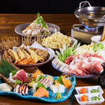 Mo Ashibi - 『アグーしゃぶしゃぶコース』おすすめ！旬鮮魚、海の幸と鶏の焼物、〆の沖縄そば付の全6品
