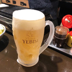 Taishuu Horumon Yakiniku Jun - キンキンに冷えたビール＾＾♪