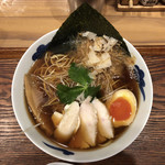 麺屋 猪一 離れ - 昆布〆鶏ちゃーしゅーの追い鯖そば(黒醤油) 950円