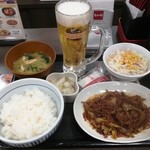 なか卯 - 生ビール＆牛皿定食