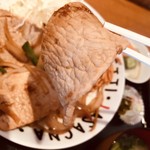 げんき食堂 - 豚ロース生姜焼き定食＠690円の生姜焼きアップ