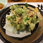 海鮮料理 吾作どん  - H.31.2.22.夜 菜の花とホタルいかかきあげ 580円