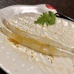 まつむら - 一品目：生白魚のからすみ乗せ