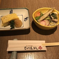 しら河 浄心本店 - 最初にサラダと鰻巻きが登場〜