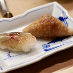 花いち - 〆あじ握り、いなり寿司