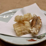 花いち - あおりいかと干いも 天ぷら