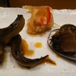 築地寿司清 - 稚鮎の山椒煮、とこぶしのやわやわ煮、あとは…