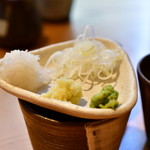 石臼挽き手打 蕎楽亭 - 【むぎめおと（ひやむぎ＆そば）@1,000円】薬味