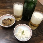 さくら屋 - セットの小鉢とハートランド