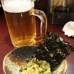 庄家 - アボカドにきゅうり入り韓国のりで巻いて食べるお通し