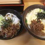 若旦那21 - ★左★◆当店おすすめセットの◆冷やし肉うどん、★右★単品★肉とじうどん850円♪