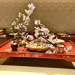 銀座 しのはら - 八寸：筍と烏賊の木の芽和え、貝寄せ 黄身酢、蓮根 鯛子 もろきゅう 蛸の串、赤蒟蒻 スナップエンドウ 蛍烏賊 玉子の串