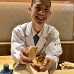 銀座 しのはら - フォアグラとあんぽ柿の最中