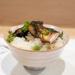 うを徳 - 2019.4 長岡京タケノコ・ウスイマメ・お揚げの炊き込みご飯 児島湾天然鰻蒲焼き 奈良花山椒