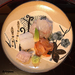御料理 寺沢 - 寒鮃､槍烏賊､赤貝の造り