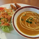 タンドール - シーフードカレー、日替わりバーベキュー、サラダ(2019.04.14)