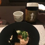 日本料理 TOBIUME - お祝いの貴重なお酒をお裾分けしていただきました。おからと明太子を使った野菜パスタ