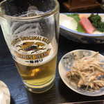 Izakayaichibamboshimatsuritei - 生ビールこれだけ飲んでから、お通しが出てきた(￣▽￣;)