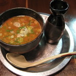 夜鳴き軒 - つけ麺(あつもり) 大盛 つけ汁 割スープ