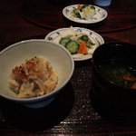 潤菜 どうしん - 山ゴボウの御飯と味噌汁、お新香