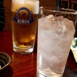 居酒屋しげちゃん - ドリンク写真:生ビール(500円)とライチサワー(400円)
