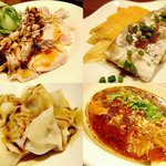 四川料理 蜀彩 - “雲白肉/ウンパイロー（ゆで豚肉の特製辛味にんにくソース）980円” “豚足煮こごり黒酢ソース700円” “紅油水餃子（四川風水餃子）4個/480円” “水煮牛肉/シュイジューロウピエン（牛肉と野菜の