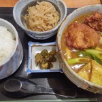おぎ野 - カレーうどん定食。唐揚げトッピング。