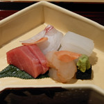 銀座 しのはら - マグロ、タイ、ボタンエビ、スミイカ