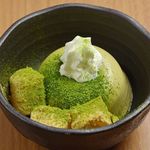 Matcha ice cream and warabimochi [using Hokoen Seicha]