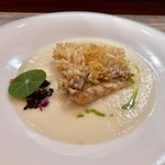 セルサルサーレ - 甘鯛の鱗焼き 大根と鶏のクリーム 自家製のカラスミがけ