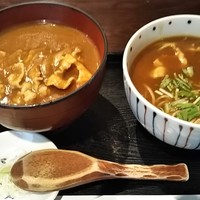 日本橋 やぶ久 - ミニカレー丼、ミニカレー南蛮そばセット 1,026円 ♪