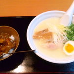 らーめん飛馬 - 鶏白湯塩とミニカレー丼